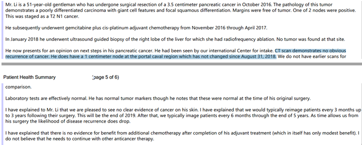 东北胰腺癌患者出国看病经历