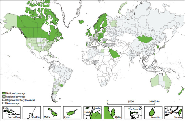 癌症生存率因国家而异，有关癌症生存率的全球数据